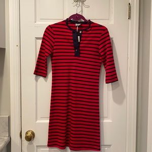 Red and Navy Striped Miss B Lexi Ruffle Polo dress